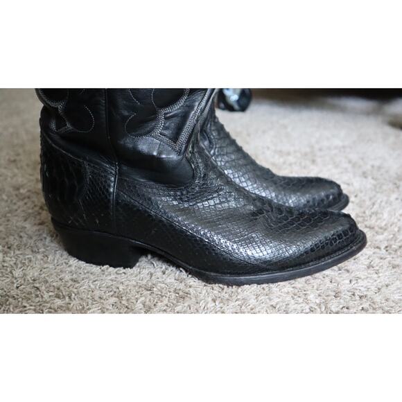 Vintage Ferrini Black Python Snakeskin Leather Cowboy Boots Men 10 EE Western main image 4